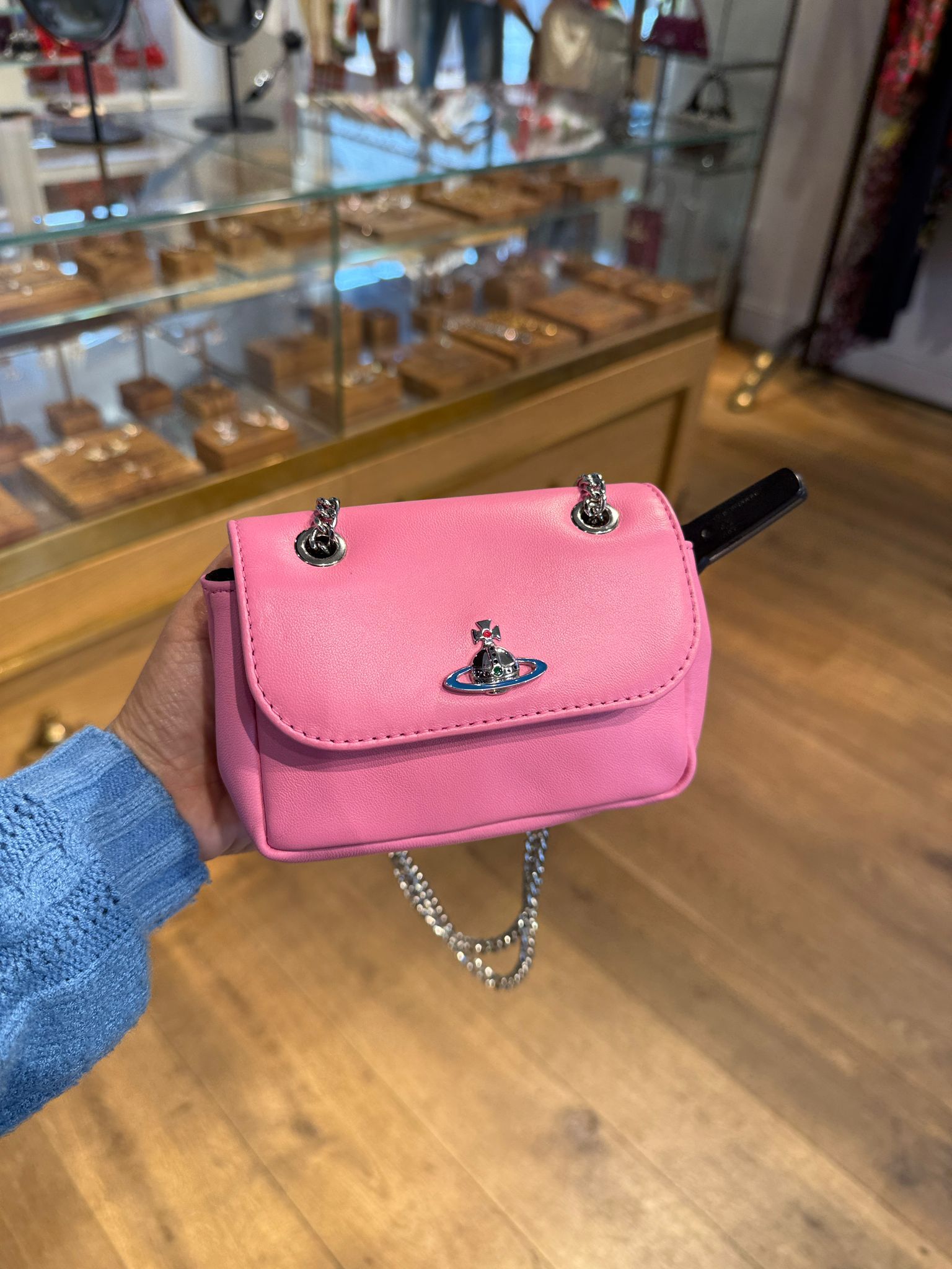 Vivienne Westwood Nappa Small purse with chain Bag Pink