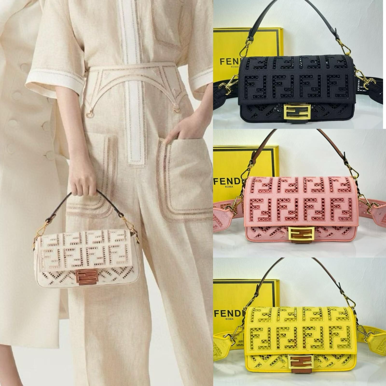FENDI 鏤空窗帆布包