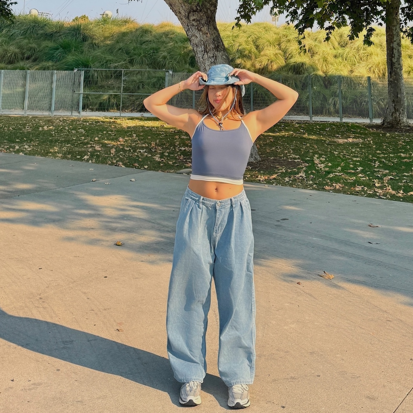 淺藍復古寬鬆BF牛仔褲👖