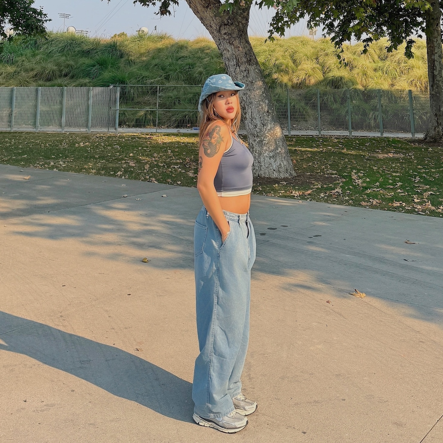 淺藍復古寬鬆BF牛仔褲👖