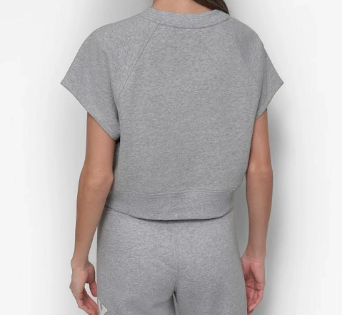 [S] DKNY PGH/EGGNOG DP5T1196 DISTRESSED RHINESTONE LOGO CROPPED, 732465916380 (SD1413)