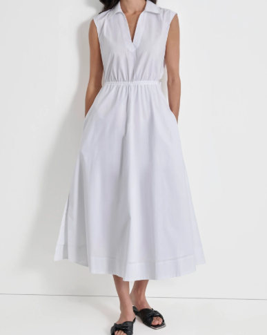 [S] DKNY MIDI CUT OUT BACK DRESS,WHITE, DJ4D9028-WHT [FINAL SALE] (SD1016)