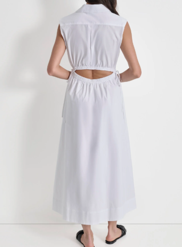 [S] DKNY MIDI CUT OUT BACK DRESS,WHITE, DJ4D9028-WHT [FINAL SALE] (SD1016)