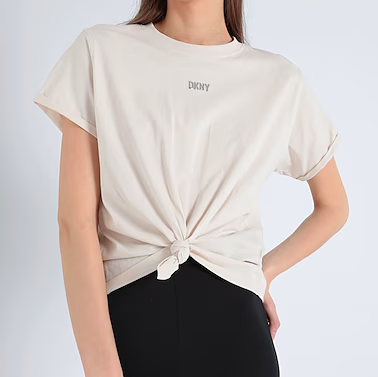 [S] DKNY METALLIC BUBBLE LOGO KNOT FRONT TEE,CORTDO HEATHER, DP4T9994-9C6 [FINAL SALE] (SD1183)