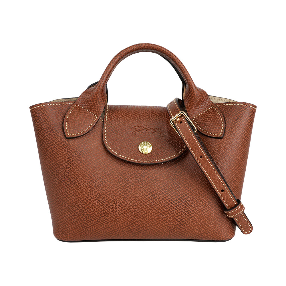 【Longchamp】Epure XS 釦式牛皮迷你二用包(棕色)