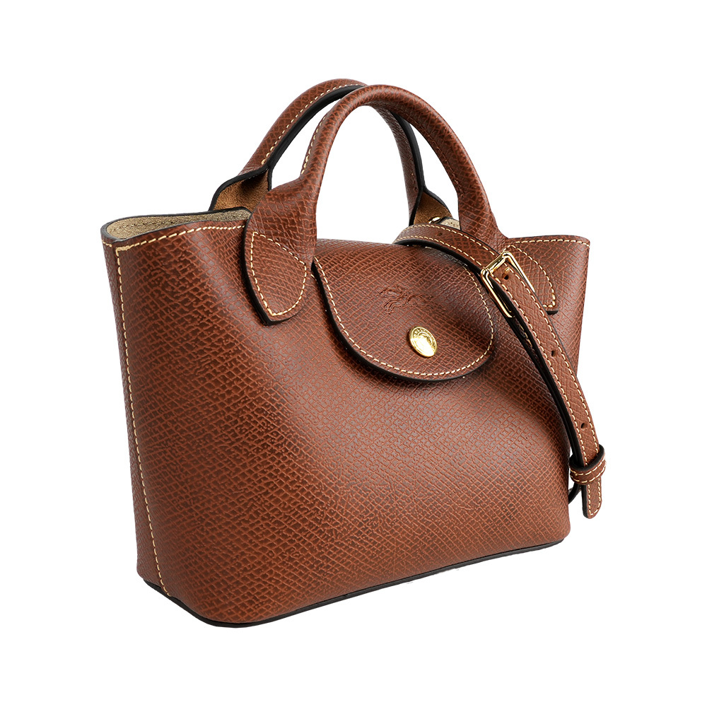 【Longchamp】Epure XS 釦式牛皮迷你二用包(棕色)