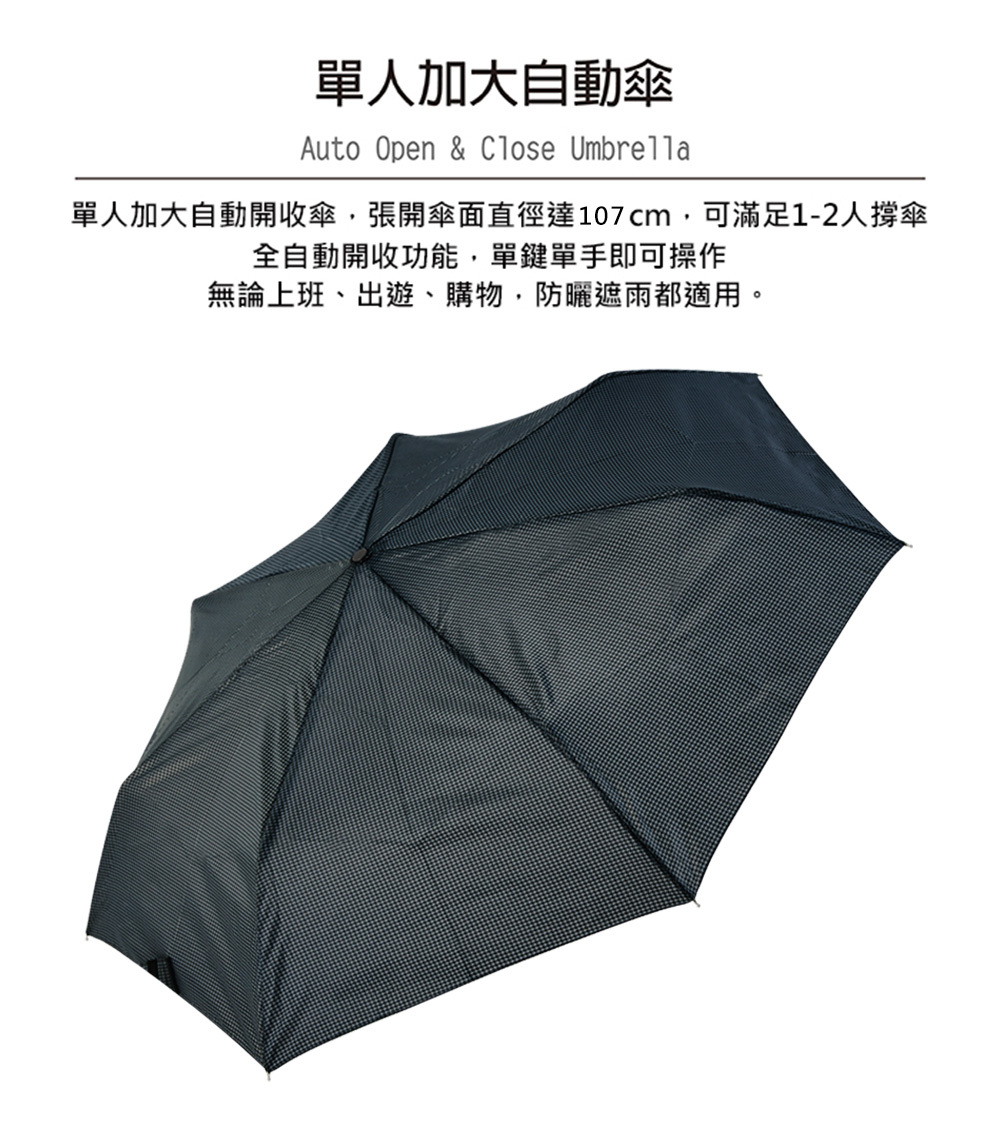 RAINSTORY千鳥格抗UV個人加大自動傘