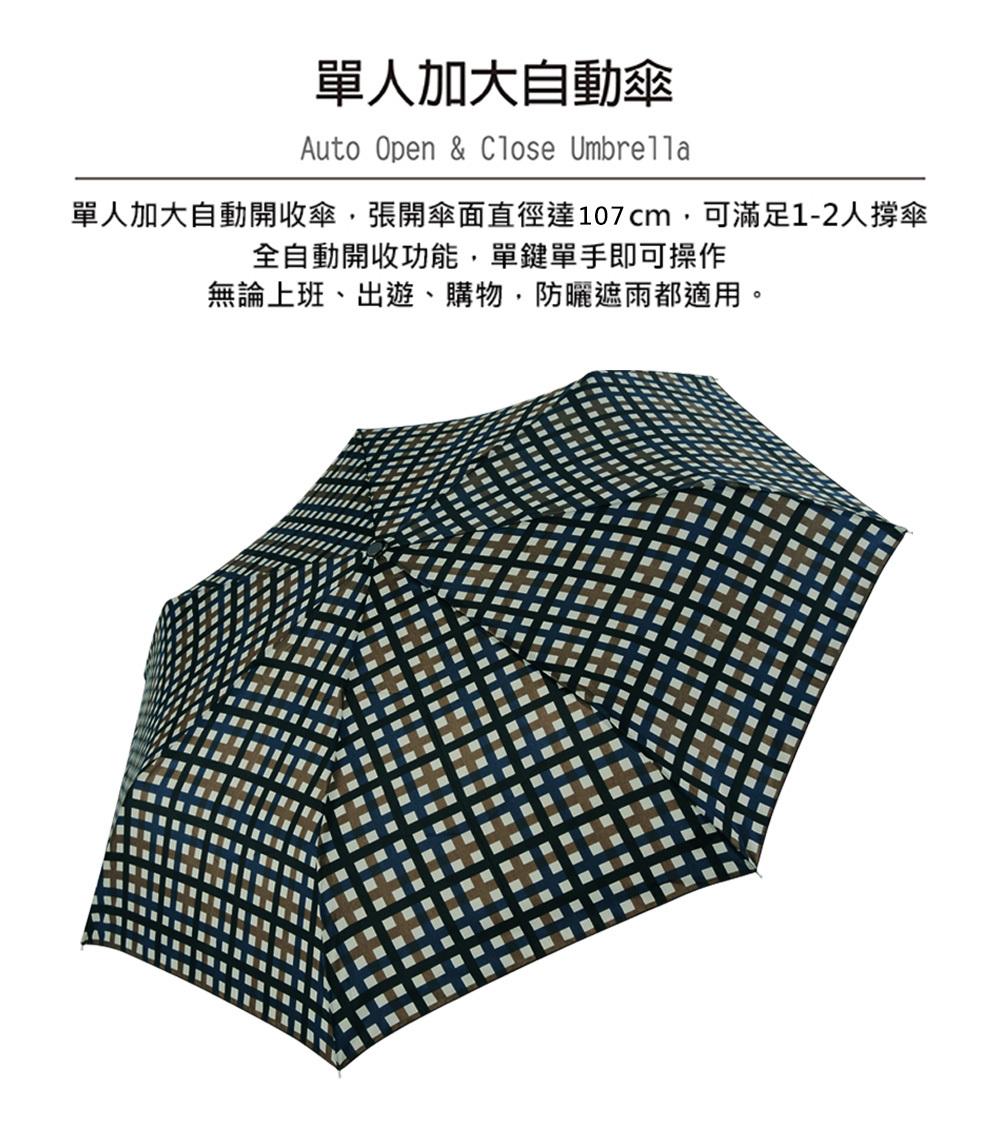 RAINSTORY尊爵棕格抗UV個人加大自動傘