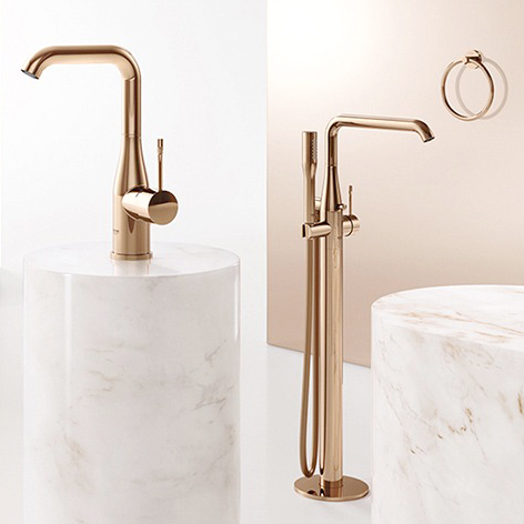 GROHE｜Essence 立式浴缸龍頭（玫瑰金）含埋地軸心 23491DA1 29086000