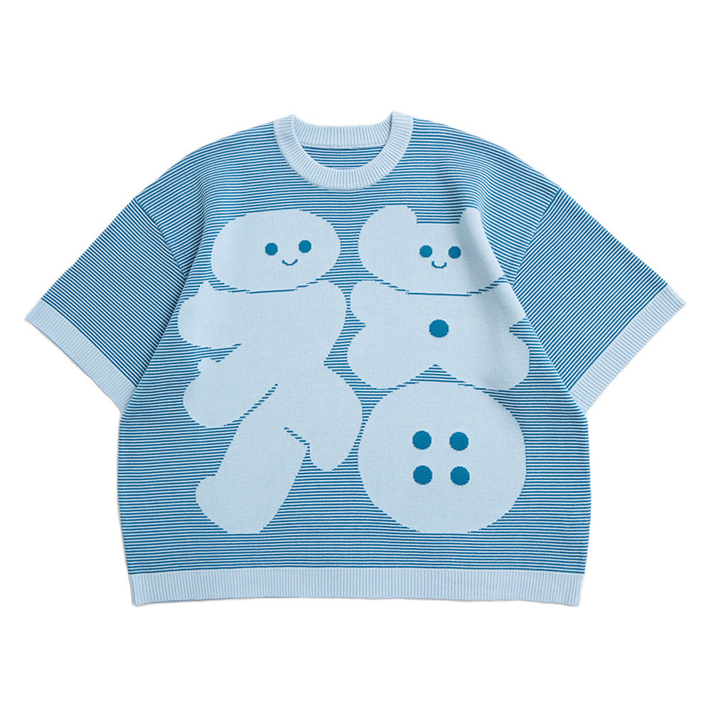 [Yu Miyama] {福 Blessing} Reversible Stripe Top Blue