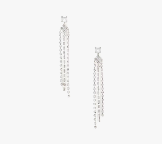 [S] KATE SPADE KI172 SHIMMY EARRINGS,CLEAR/SILVER, 196021494024 (SKS1241)