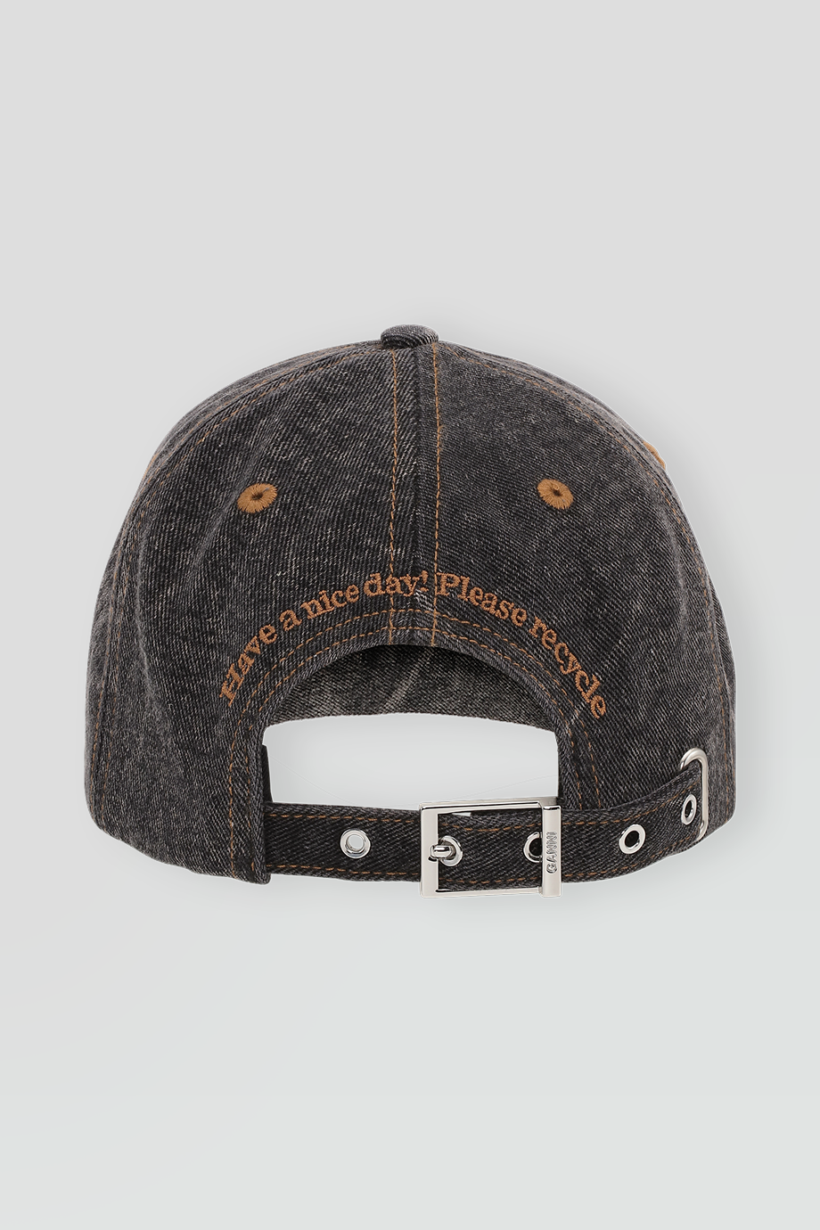 GANNI｜CAP 刺繡標語水洗丹寧棒球帽