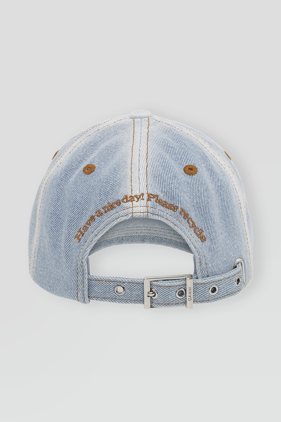 GANNI｜CAP 刺繡標語水洗丹寧棒球帽