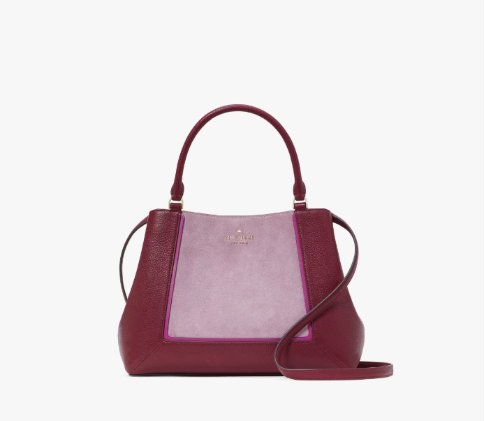 [S] KATE SPADE KH466 LENA SATCHEL SUEDE COLORBLOC,BLACKBERRY, 196021503467 (SKS1393)
