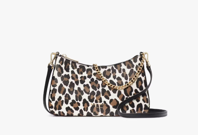 [S] KATE SPADE KH460 MADISON SPOTTED LEOPARD CONVERTIBLE CROSSBODY,CREAM MULTI, 196021503191 (SKS1365)