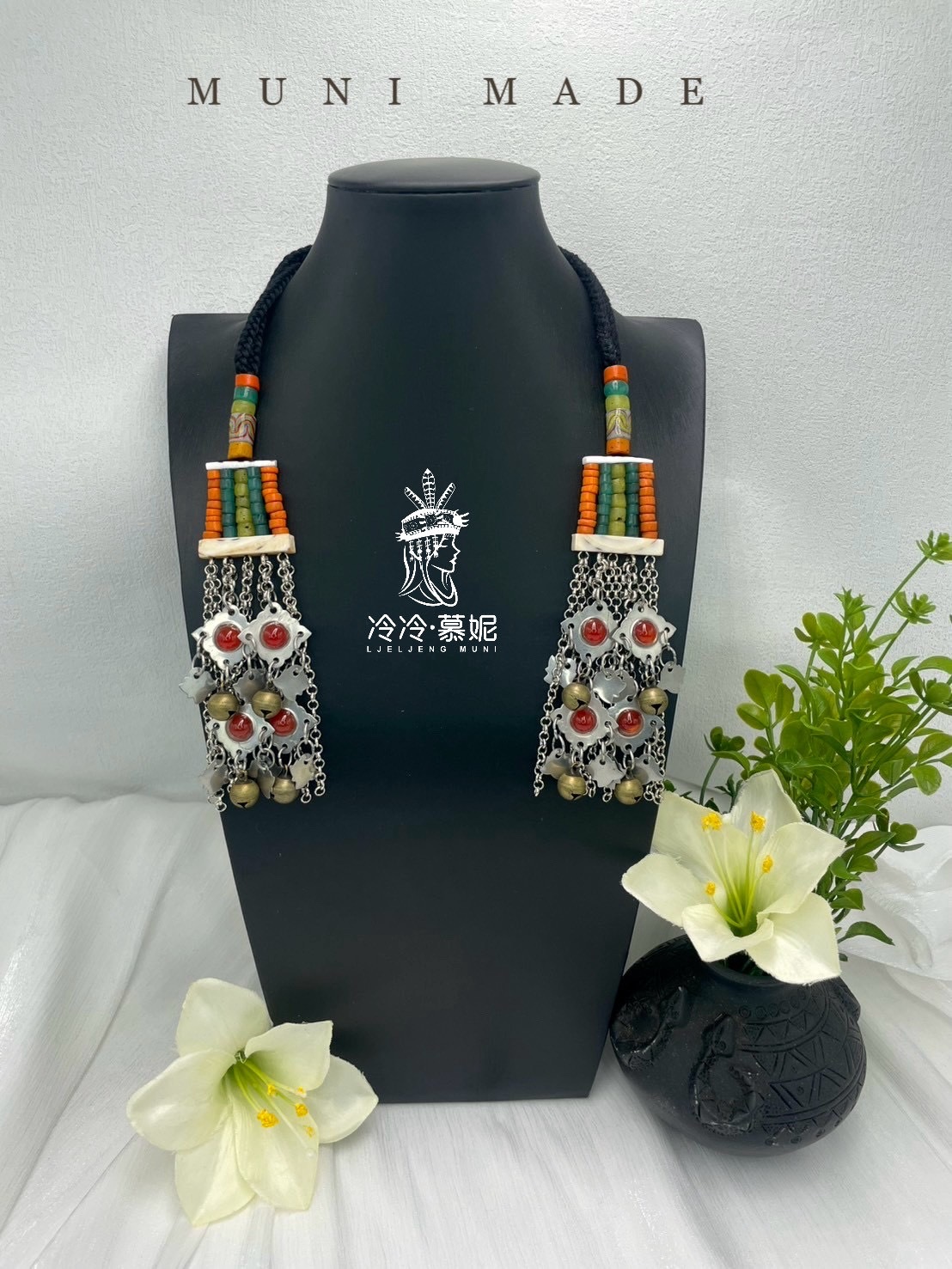 M-No.74傳統花珠少女耳掛14cm