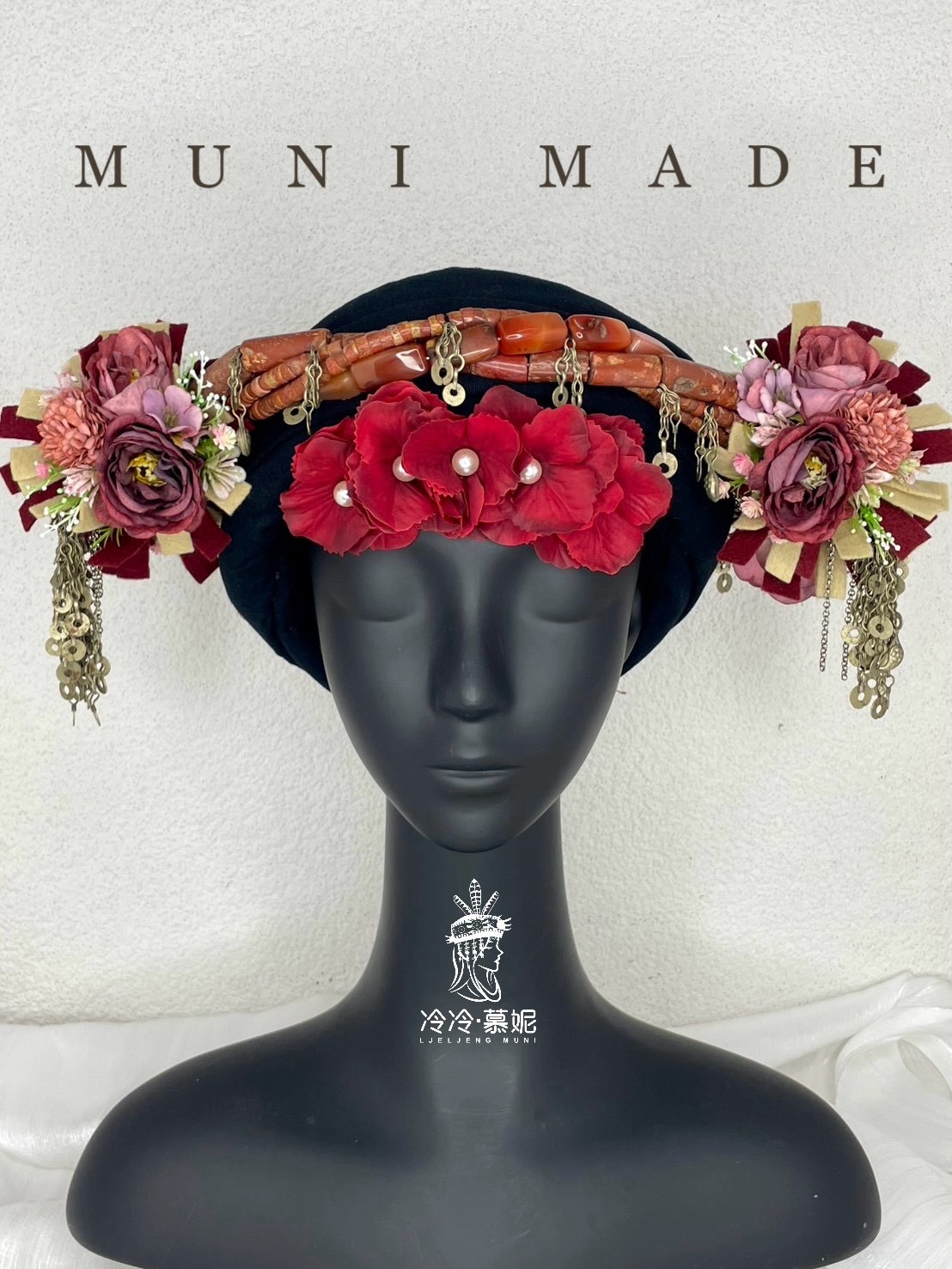 M-No.57貿易老珠阿富汗老銀轉珠頭飾