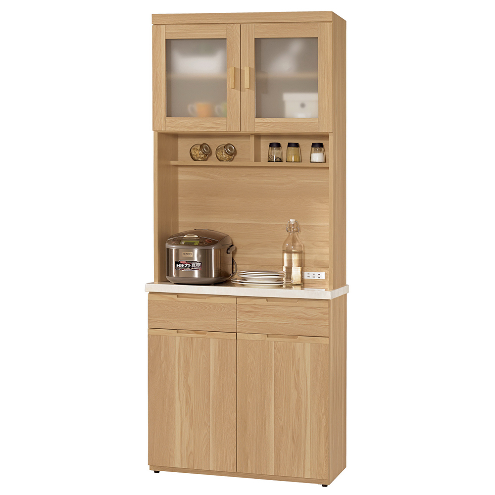 維克德2.7尺石面收納餐櫃(上+下)