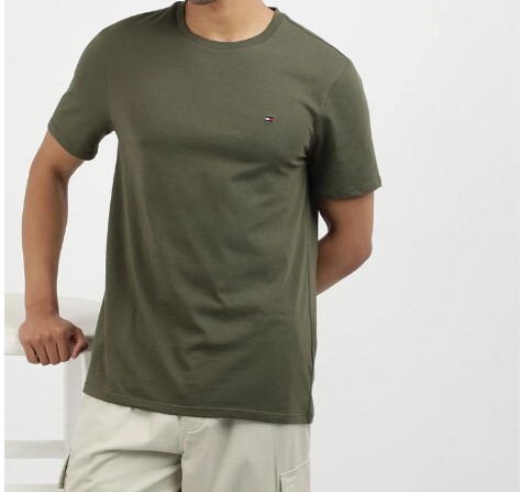 [S] TOMMY HILFIGER SOLID CREWNECK T-SHIRT,RBN, 7849804-702 (STH641)