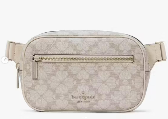 [S] KATE SPADE KG484 SPADE FLOWER SPADE FLOWER PV BELT BAG,DARK BEIGE, 196021468728 (SKS1004)