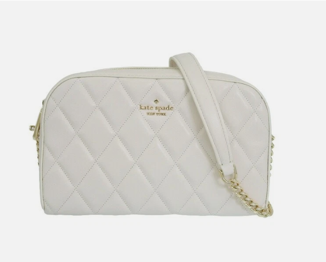 [S] KATE SPADE KG425 CAREY SMOOTH QUILTED MINI CAMERA BAG,PARCHMENT, 196021443701 (SKS1086)