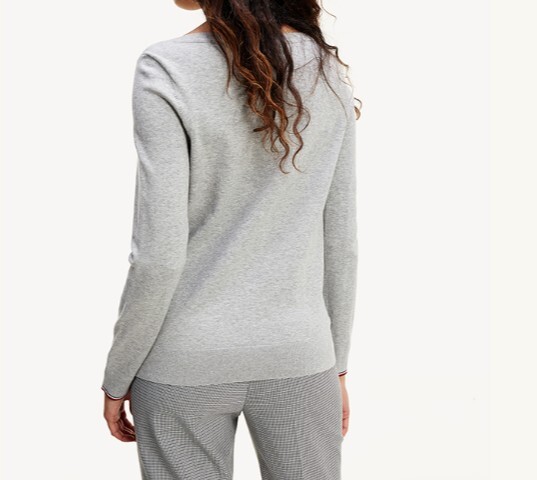 [S] TOMMY HILFIGER SOLID BOAT NECK SWEATER,HEATHER GREY, 76J3281-281 (STH724)