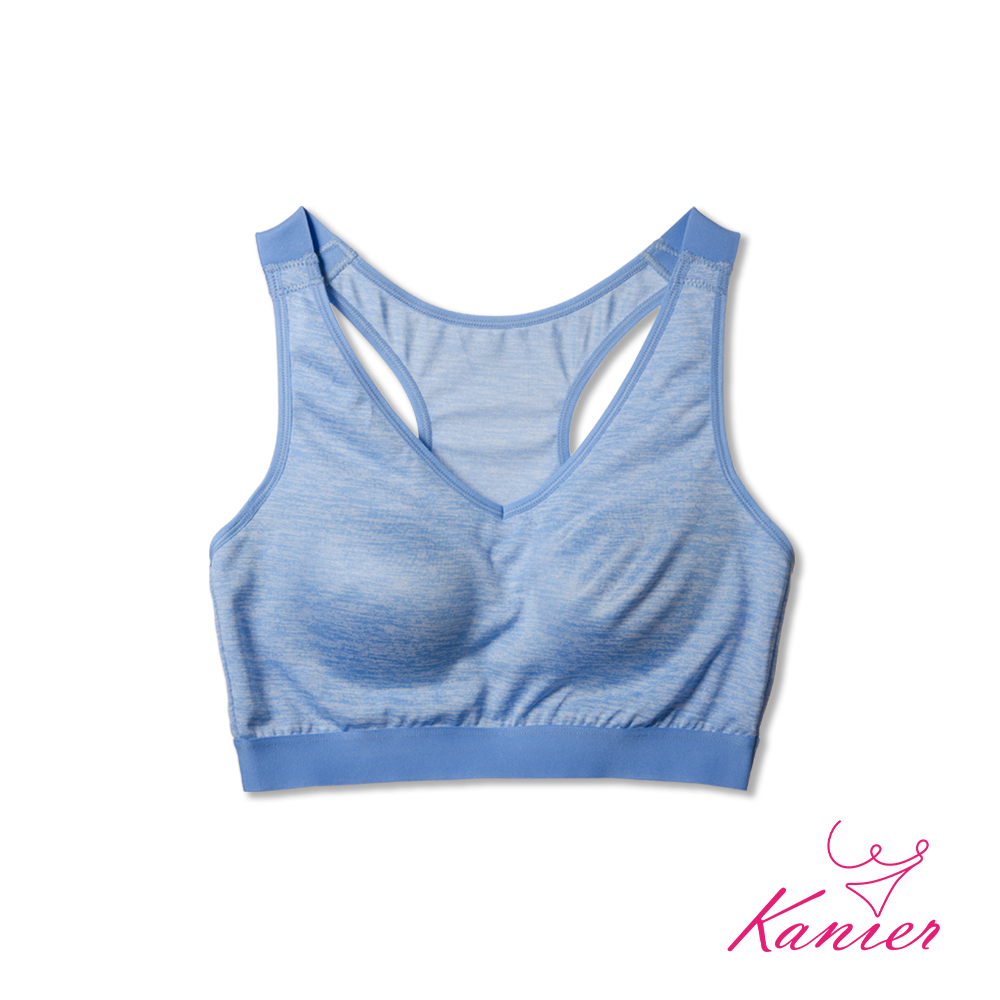 【Kanier卡妮兒】麻花紋V領 吸溼排汗 無鋼圈運動內衣【2869 藍色 -M / L / XL / XXL(Q)】