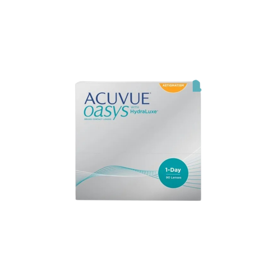 【90片裝】[散光] ACUVUE Oasys 1 Day with HydraLuxe for Astigmatism｜日抛透明矽水凝膠散光隱形眼鏡｜每盒90片