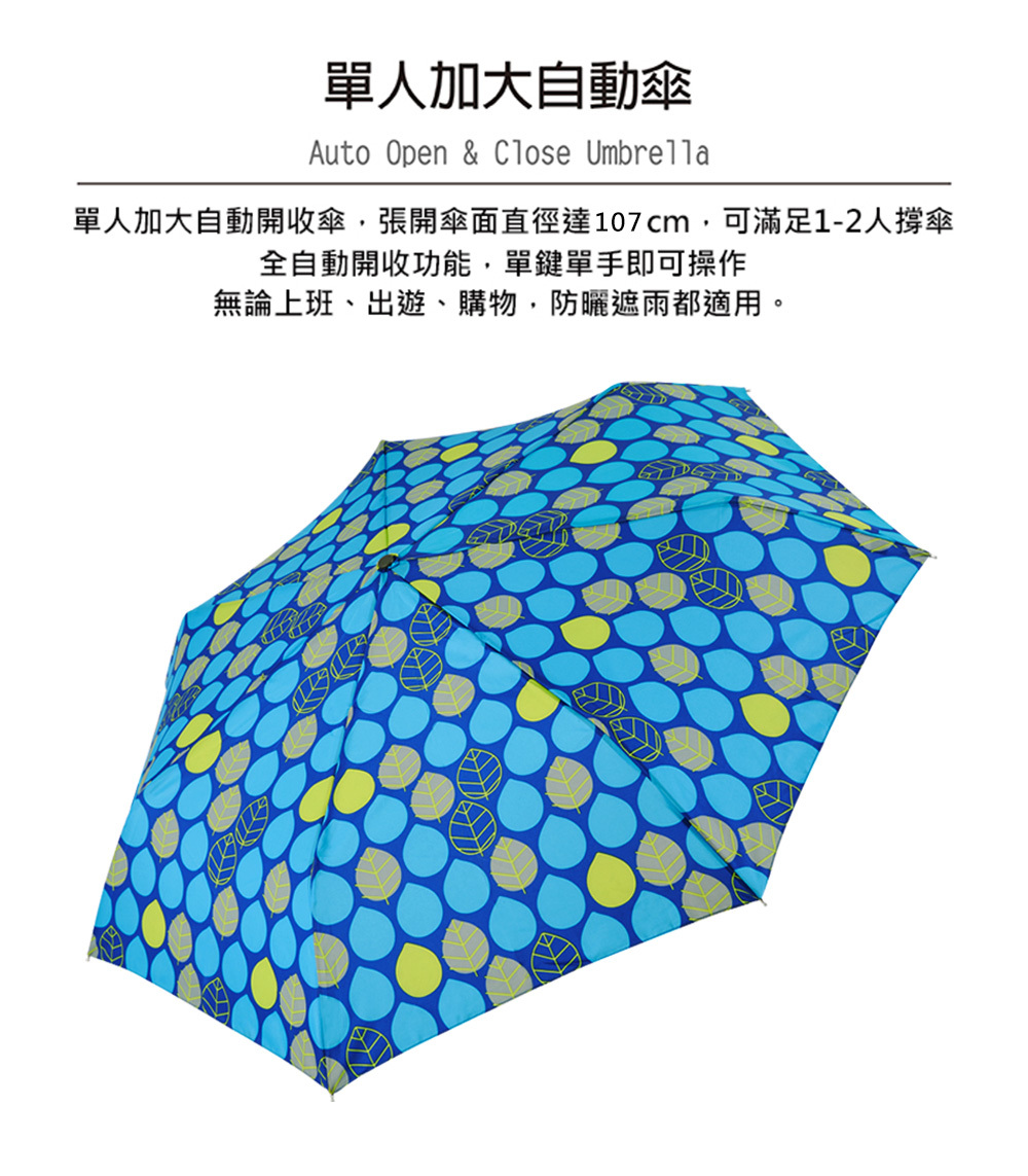 RAINSTORY雨滴葉抗UV個人加大自動傘