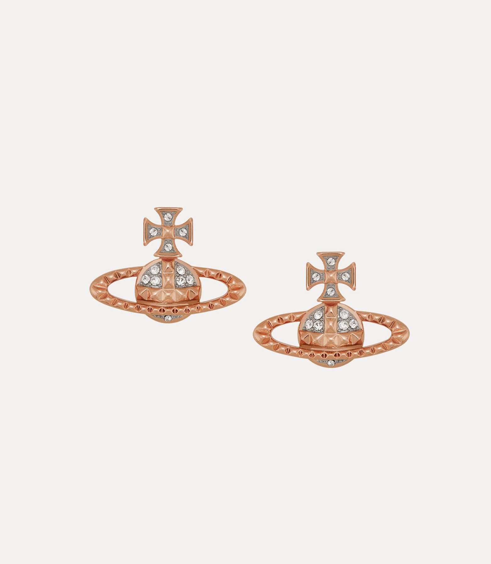 [S] VIVIENNE WESTWOOD MAYFAIR BAS RELIEF EARRINGS G118,RHODIUM/CRYSTAL PINK GOLD, 8050568217954 (SVW10)