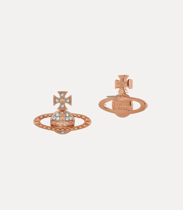 [S] VIVIENNE WESTWOOD MAYFAIR BAS RELIEF EARRINGS G118,RHODIUM/CRYSTAL PINK GOLD, 8050568217954 (SVW10)