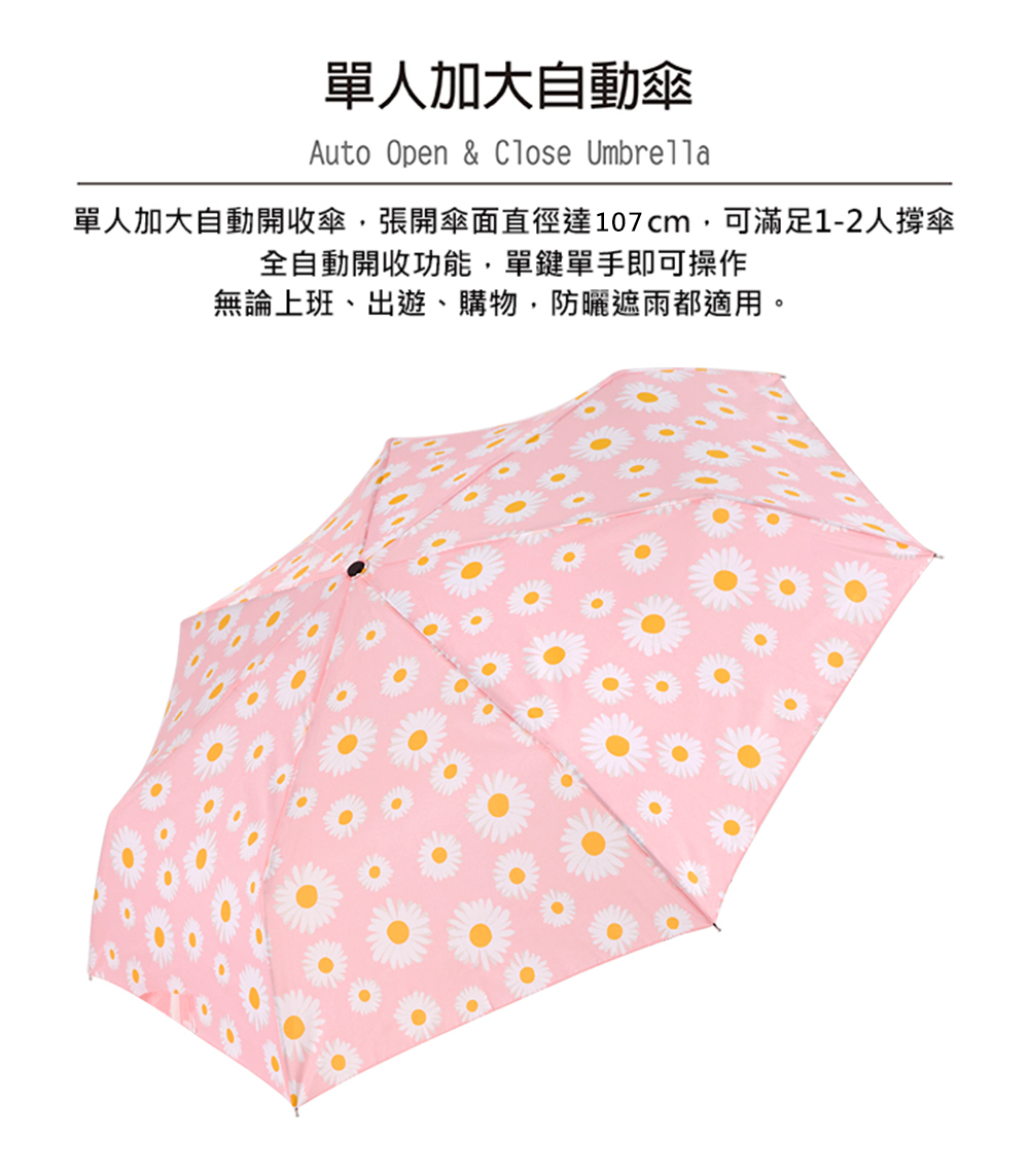 RAINSTORY粉白花漾抗UV個人加大自動傘