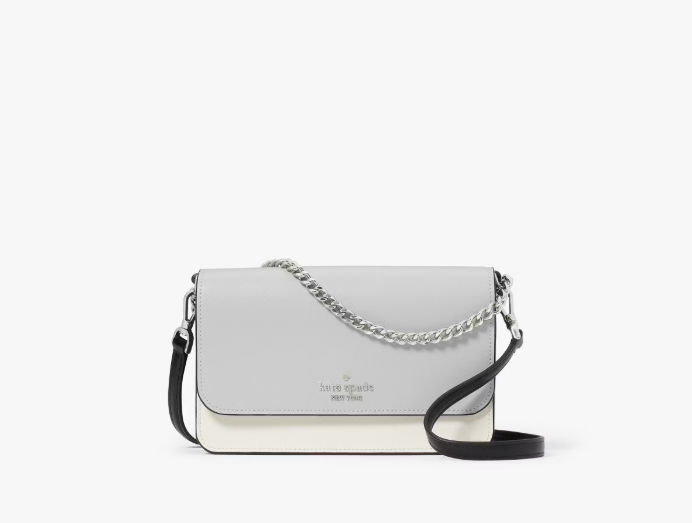 [S] KATE SPADE KC517 MADISON COLORBLOCK SAFFIANO SMALL FLAP CROSSBODY,PLATINUM G,, 196021322488 (SKS705)