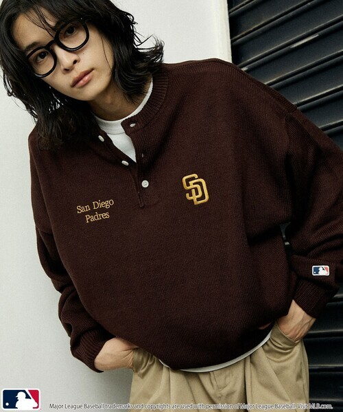 日本🇯🇵連線 MLB 日本支線 LOGO刺繡亨利領針織衫 隊徽 刺繡 休閒 運動 針織衫 長袖 oversized 寬鬆 3款(任買兩件711免運)/預購