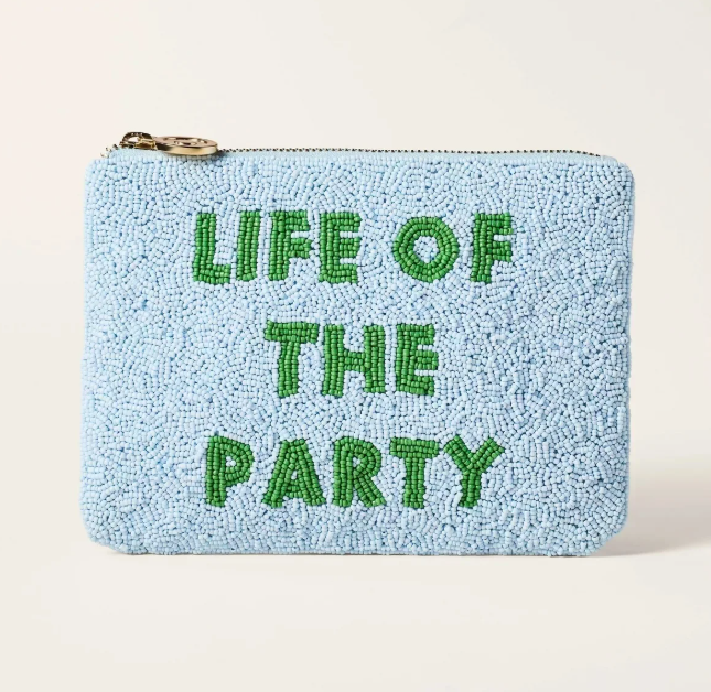 [S] KATE SPADE BLUE/GREEN LIFE OF THE PARTY BEADED CLUTCH, 198850232075 (SKS1644)