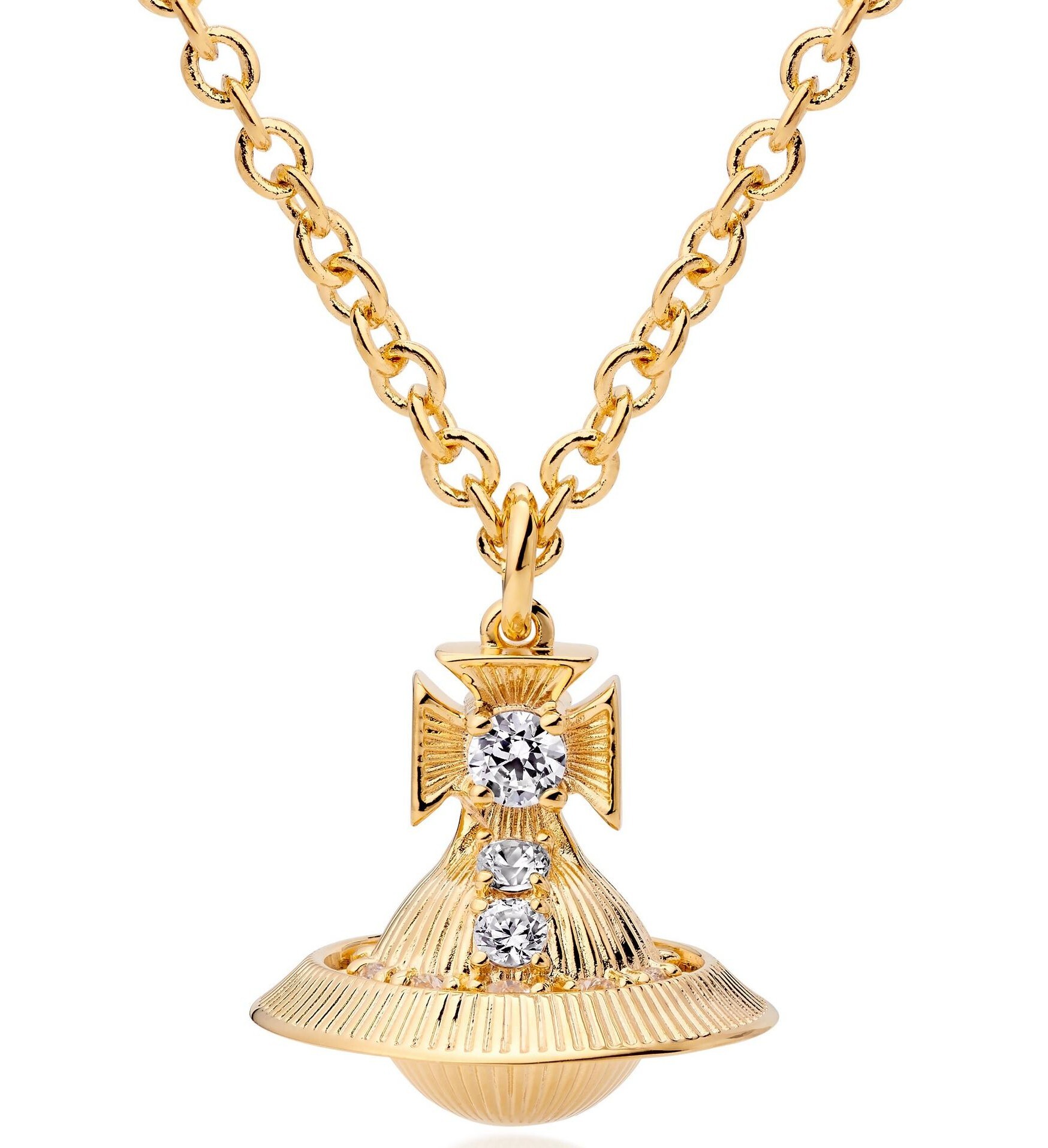 [S] VIVIENNE WESTWOOD 630203E9-02R102 MAN. CHLORIS PENDANT, GOLD / WHITE CZ, 8050889808718 (SVW35)