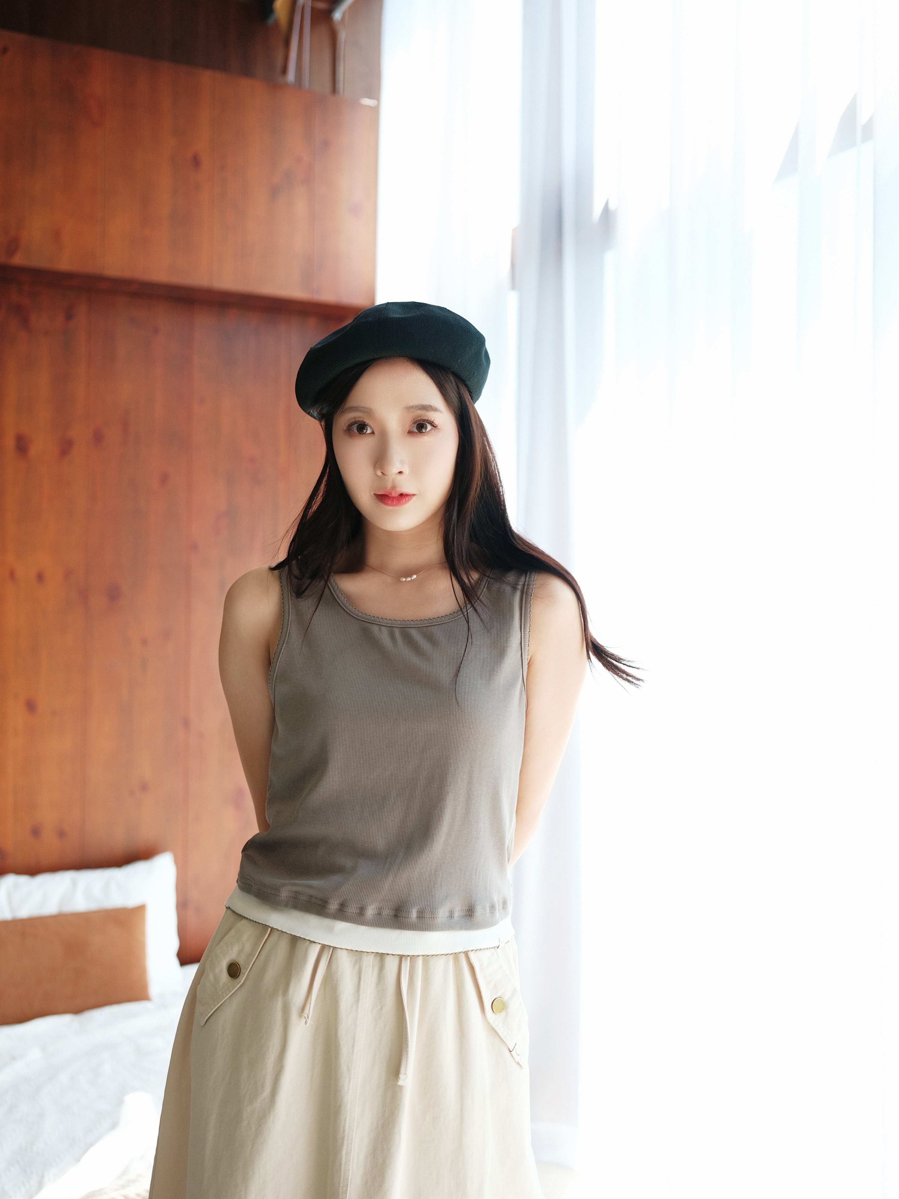 三色 / 小花邊雙層幼羅紋背心 / Lace-Trimmed Layer Ribbed Tank Top