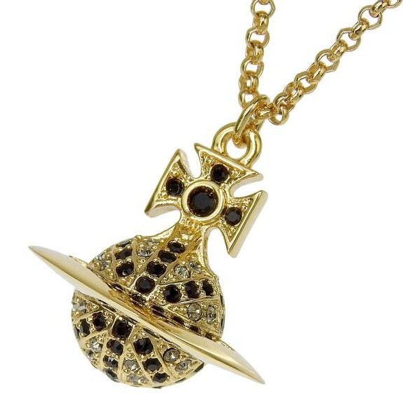 [S] VIVIENNE WESTWOOD 6302039U-02R518 JACK SMALL ORB PENDANT, GOLD / JET, BLACK DIAMOND CRYS, 8050889303213 (SVW44)