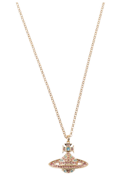 [S] VIVIENNE WESTWOOD 6302039T-02R517 JACK BAS RELIEF PENDANT, GOLD / AQUAMARINE, LIGHT ROSE, 8050889303343 (SVW49)