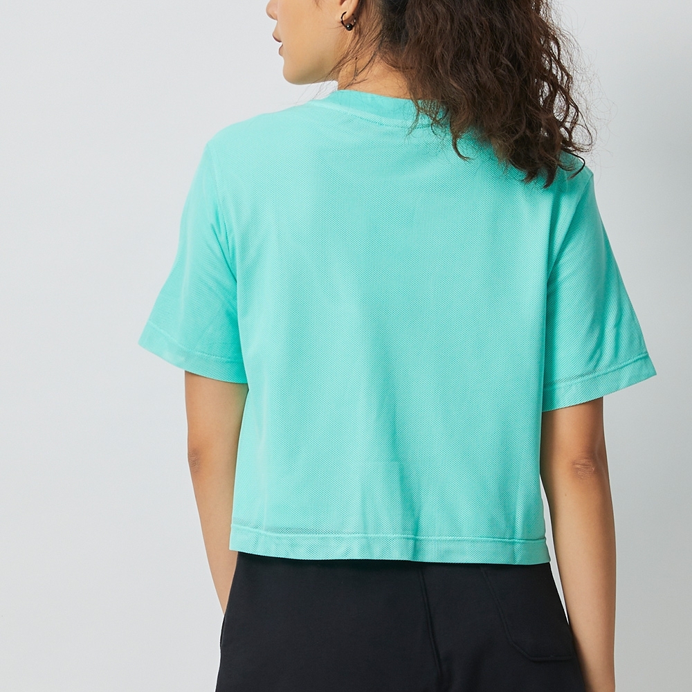 NIKE 短T NSW TOP 湖水綠 刺繡LOGO 短版 短袖 女 FB8353-349