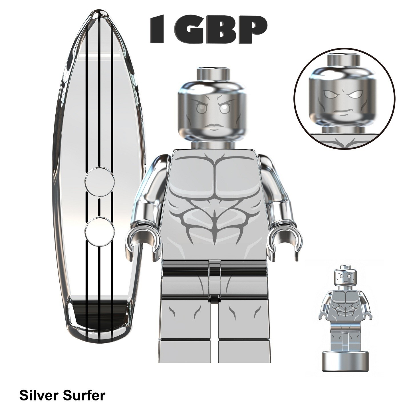 1GBP Special Offer: The Fantastic Four Silver Surfer Custom Minifigures Minifigs Fit Lego TV6215 TV1128