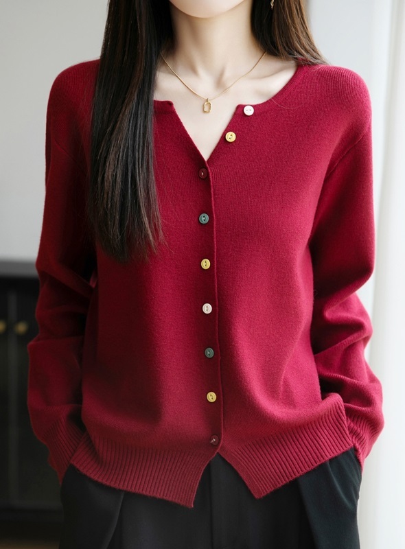 小V領彩釦針織上衣外套 九色