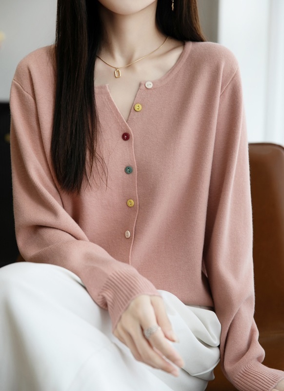 小V領彩釦針織上衣外套 九色