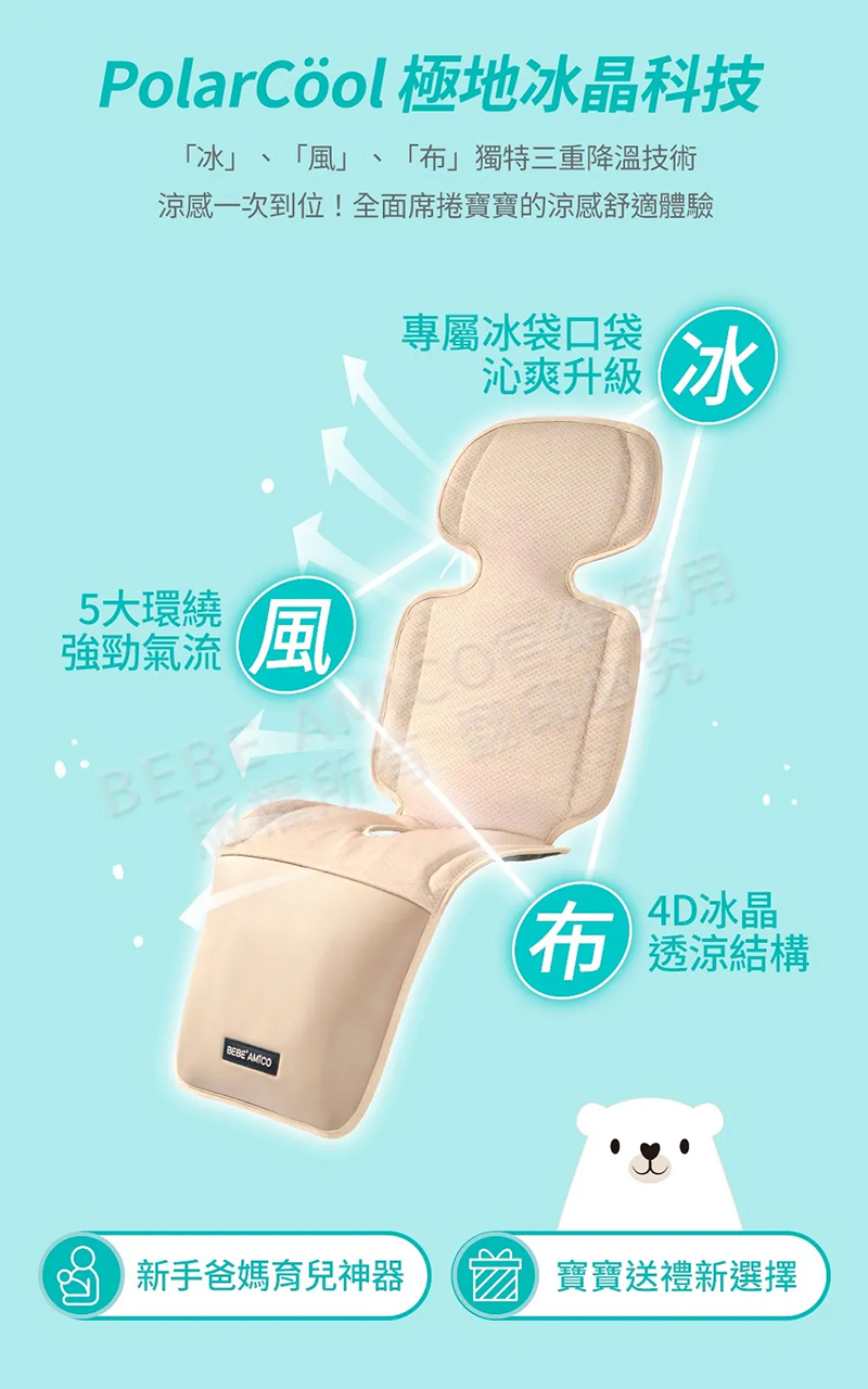 BEBE' AMICO,北極熊極地智能風扇涼感墊