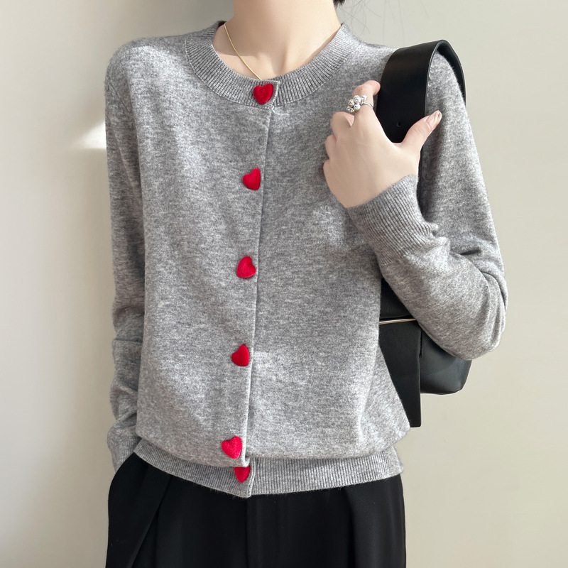 圓領愛心釦針織上衣外套 七色