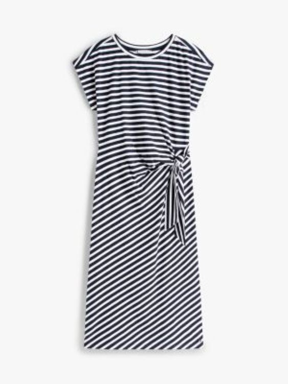 [S] TOMMY HILFIGER NAVY STRIPE SIDE KNOT MIDI DRESS, XW04682-400 (STH1388)