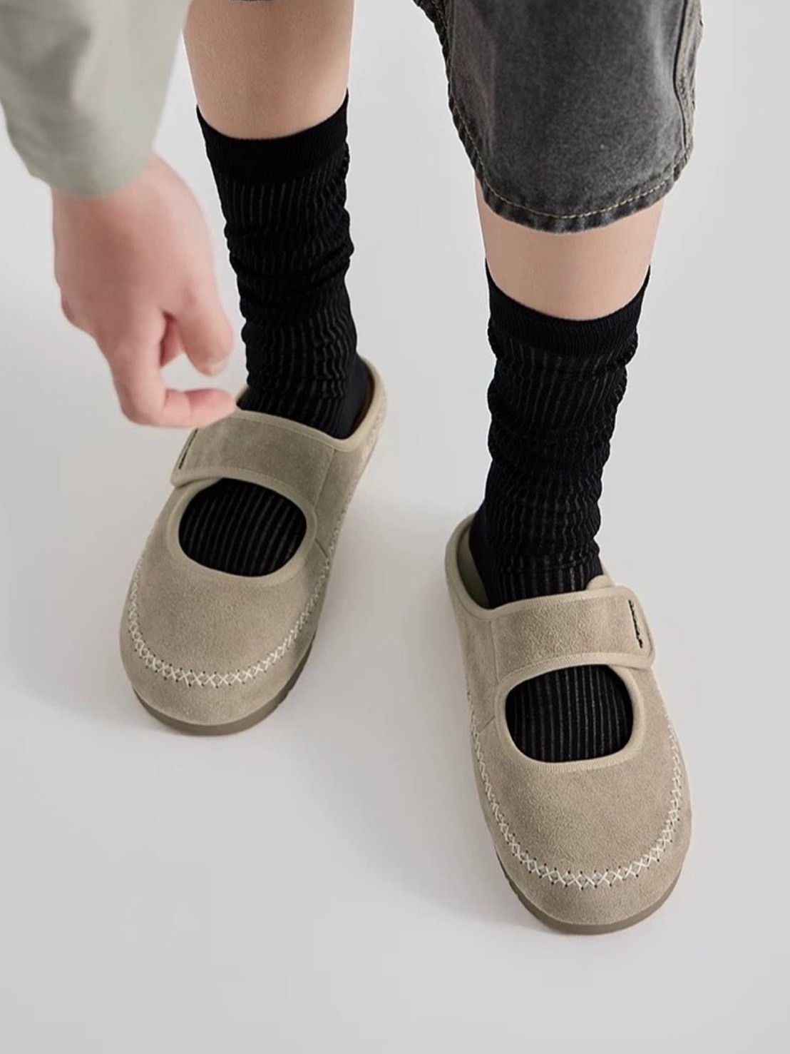 JEEP 魔鬼氈 麂皮 瑪莉珍穆勒鞋