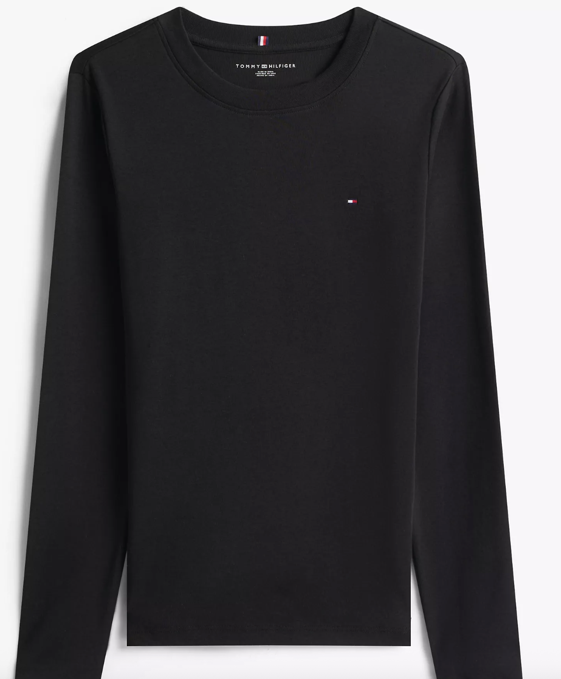 [S] TOMMY HILFIGER LADIES LONG SLEEVE CREWNECK FAVORITE T-SHIRT,BLACK, 76J4889-001 (STH1027)