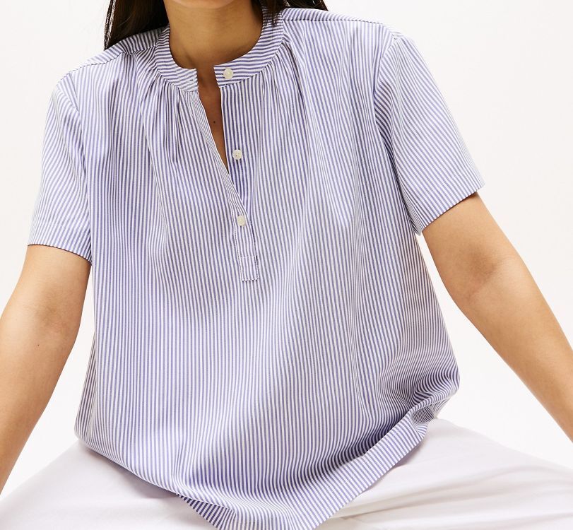 [S] TOMMY HILFIGER NAVY STRIPE PULLOVER TOP , XW05219-400 (STH1391)