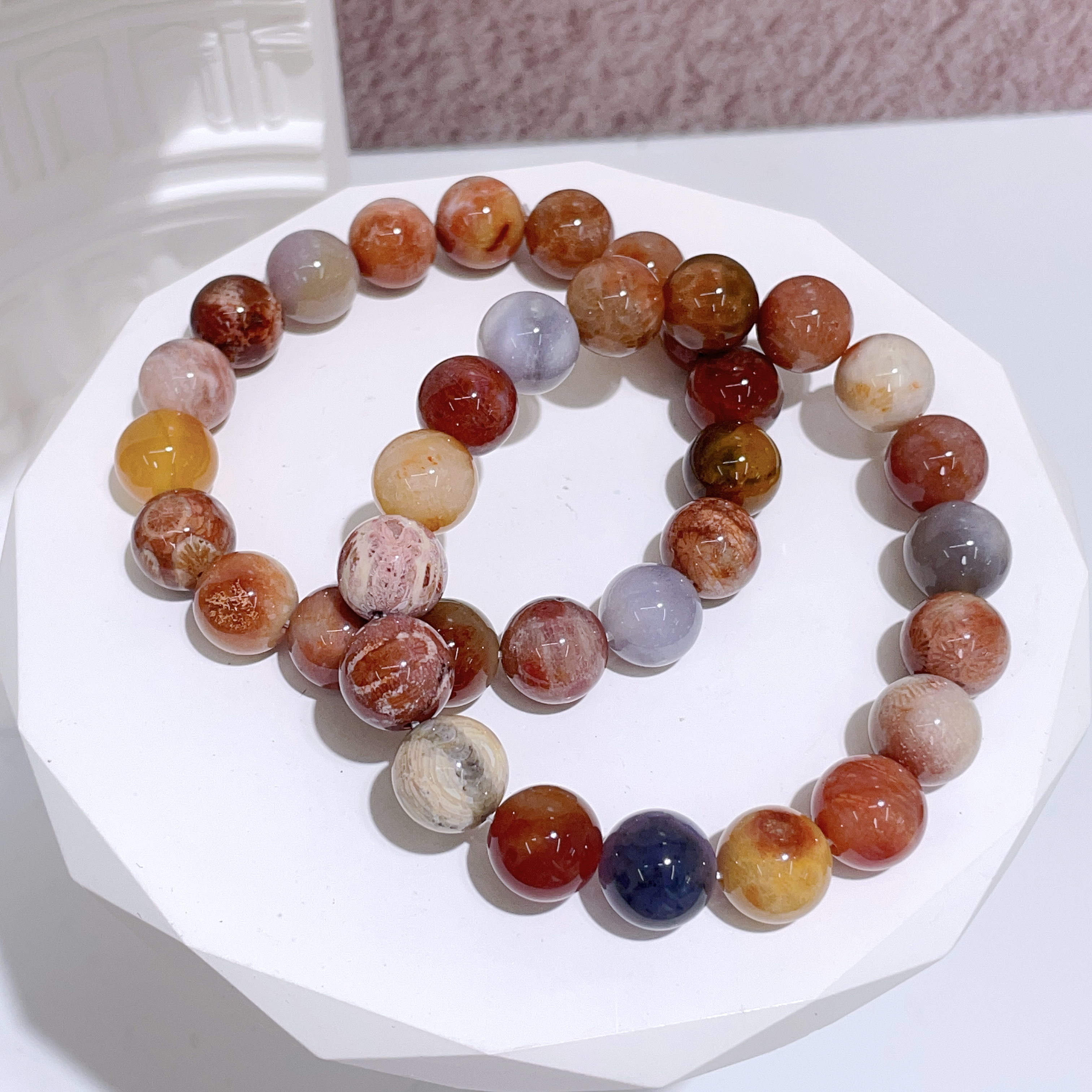 濃彩珊瑚玉手串 11mm